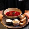 Ukrainian Borscht - Traditional beetroot soup at Moisei restaurant London