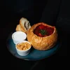 Borscht in bread bowl